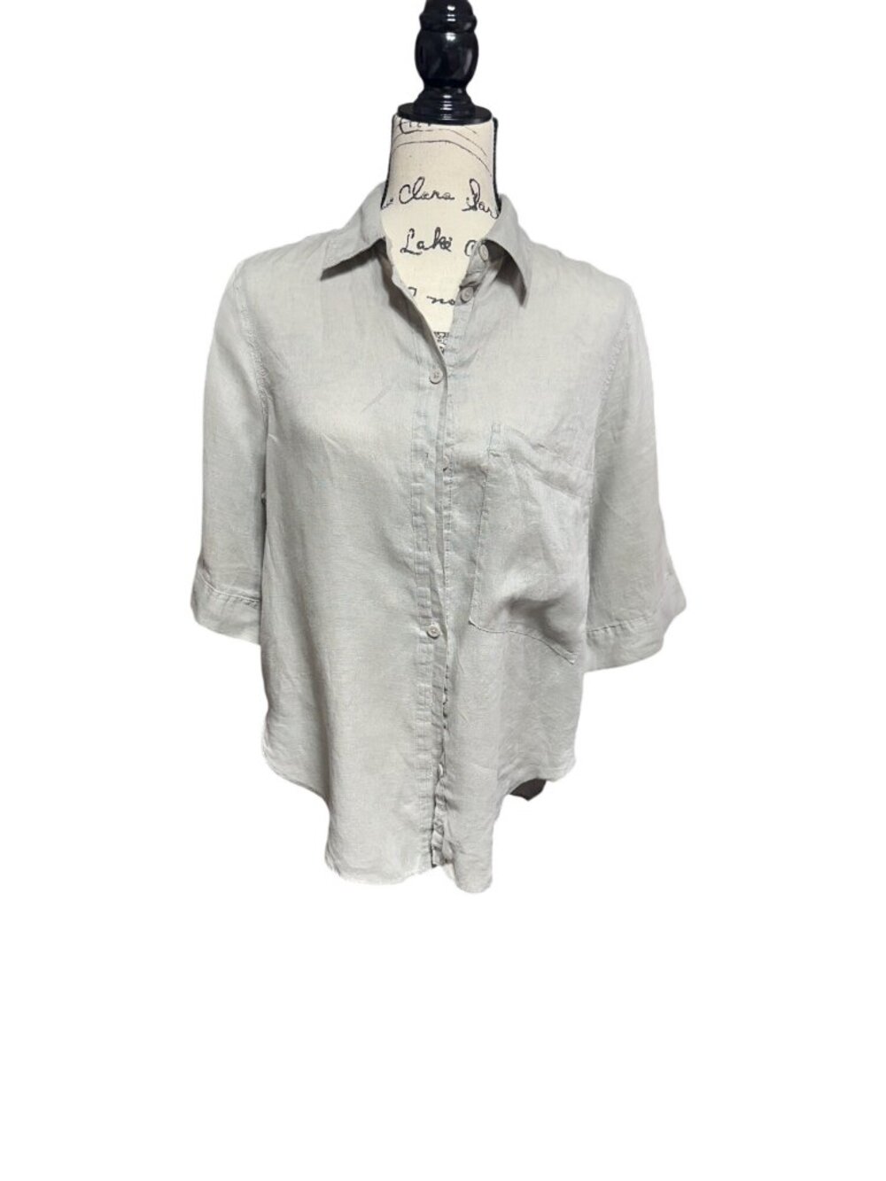 Zara Womens Beige Linen Button-Up Shirt Size S Casual Lightweight
